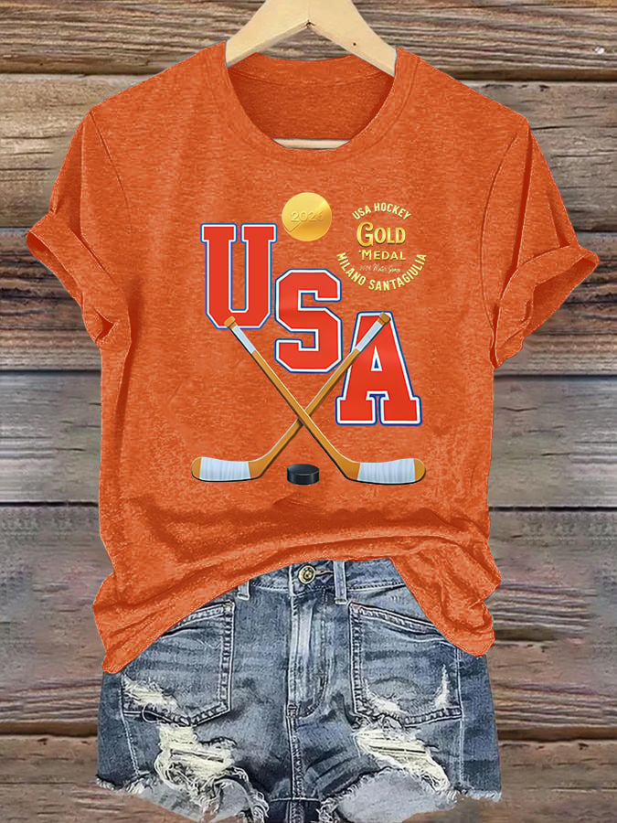 Women's  USA  Funny  Print T-Shirt