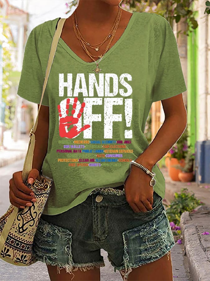 🔥Buy 3 Get 15% Off🔥Women's casual HANDS OFF printed T-shirt