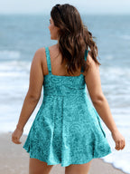 Paisley Print Twist Front Swim Dress