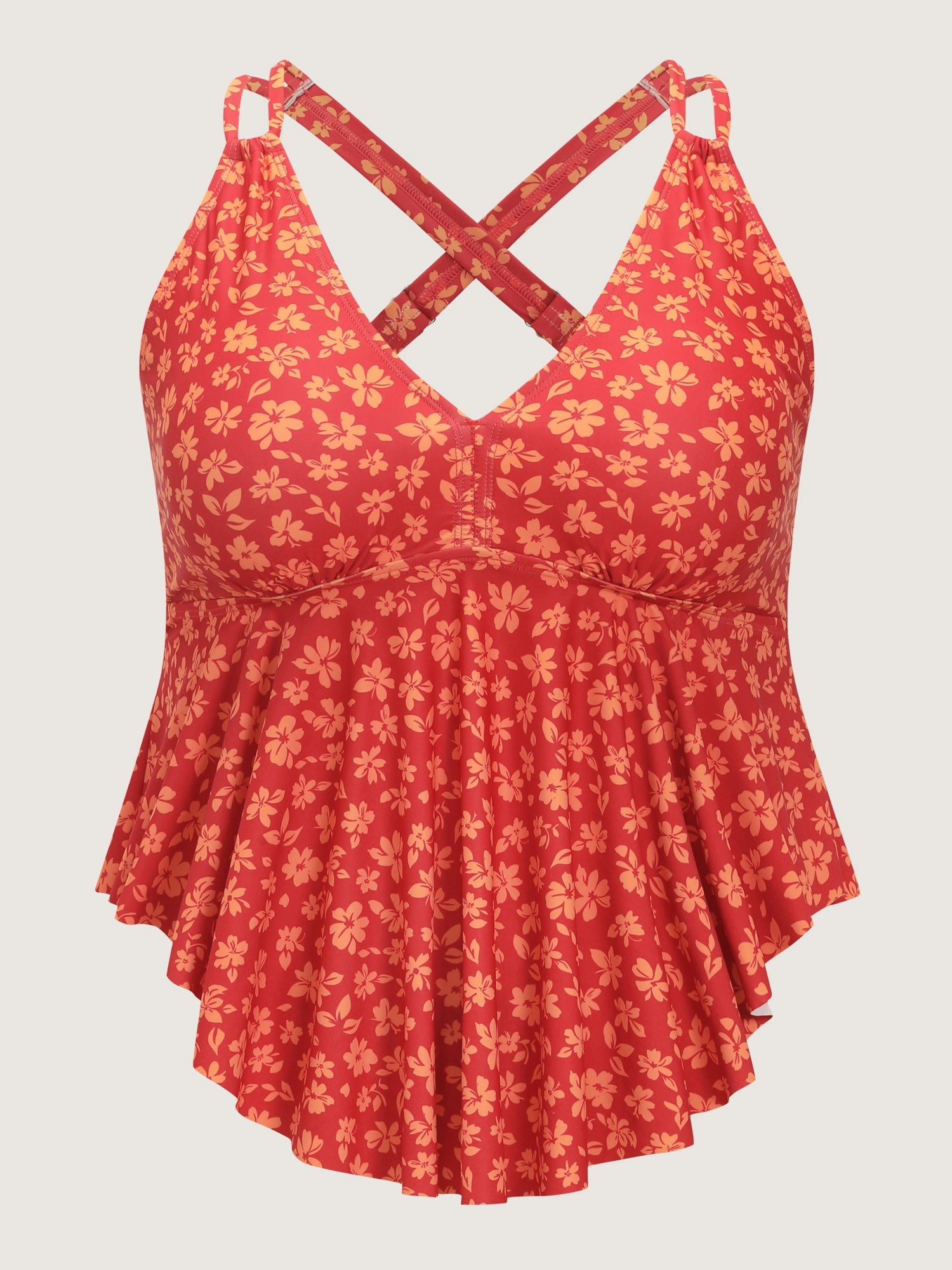Floral Print Fit And Flare Swim Top