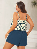 Floral Print Contrast One-Piece Swimsuit