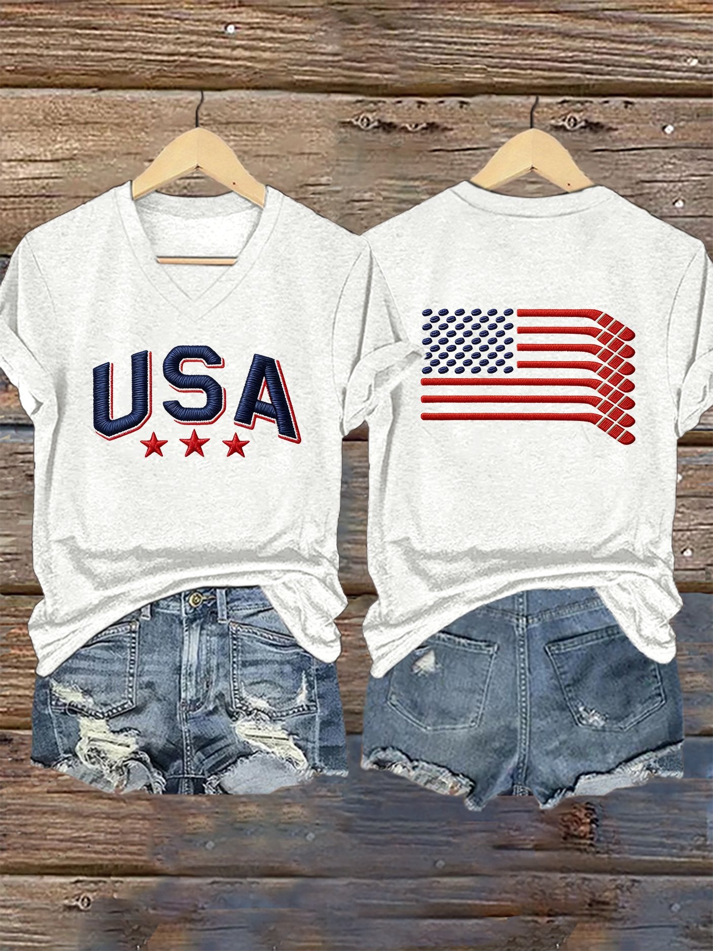 Women's Ice Hockey Print Casual T-Shirt