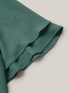 Solid Tiered Ruffles Split Hem Blouse