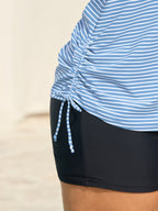 Striped Non-Removable Cups Swim Top