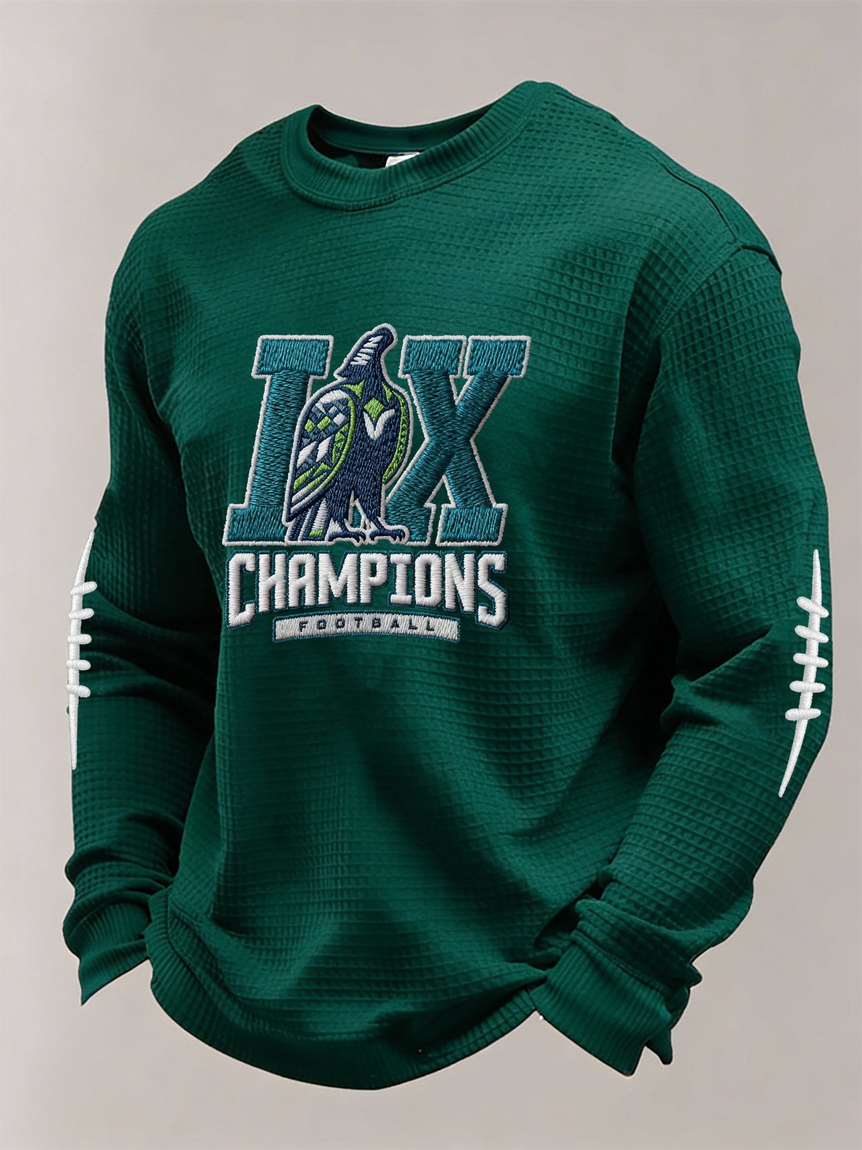 Men’s Football Graphic Waffle Knit Long Sleeve Crewneck T-Shirt