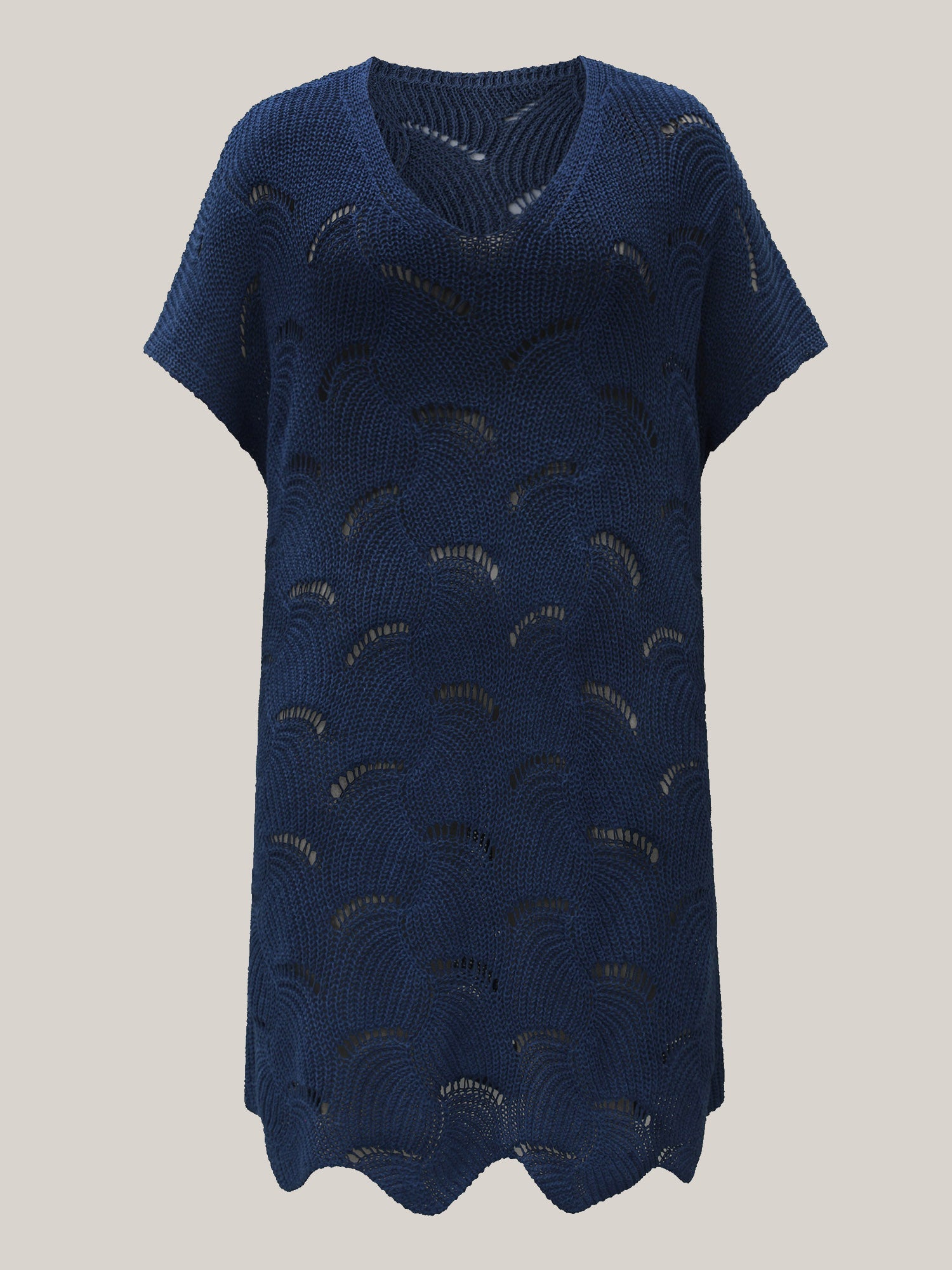 Cut-Out Solid V-Neck Swim Cover Up