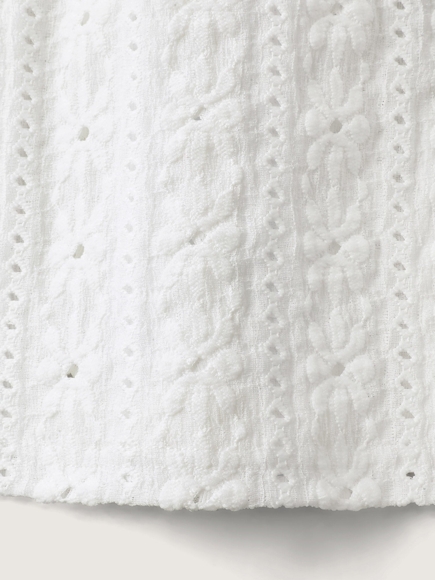 Eyelet Trim Floral Embroidered Solid T-Shirt