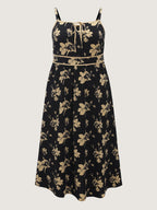 Floral Print Keyhole Neckline Maxi Dress