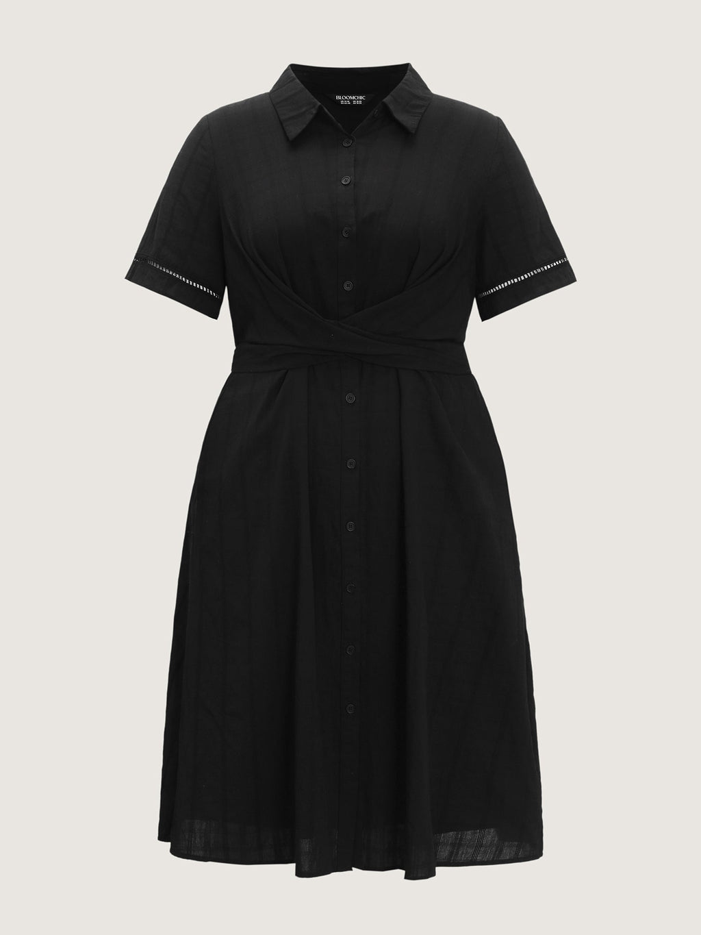 Pure Cotton Textured Overlap Waist Midi Dress