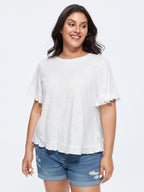 Cotton Overlap Back Ruffled T-Shirt