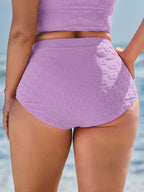 Textured Ruched High-Waisted Bikini Bottoms