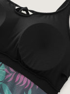 Vibrant Tropical Mesh Neck Tie Swim Top