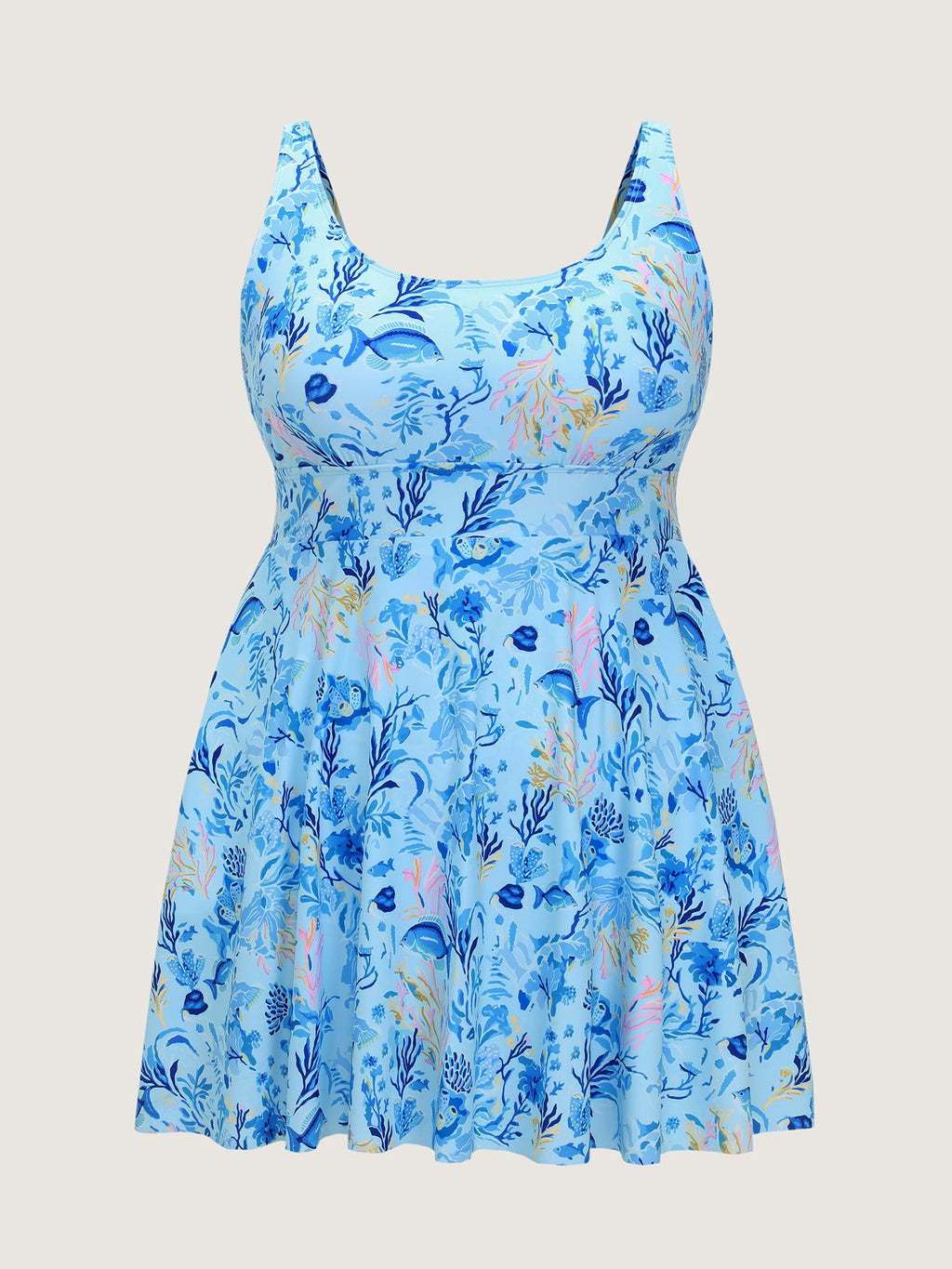 Ocean Print Pockets Swim Dress