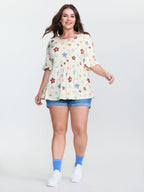 Floral Print Stretchy Knit Top
