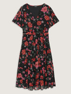 Floral Romance Pockets Belted Midi Dress