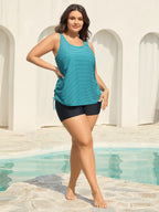 Striped Non-Removable Cups Swim Top