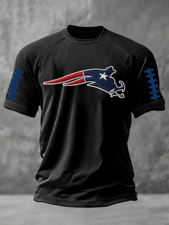 Men's football print short-sleeved T-shirt