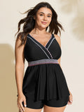 Color Contrast Hips Coverage Swim Top