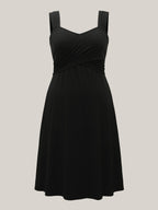 Crosswrap Bodice Pockets Midi Dress