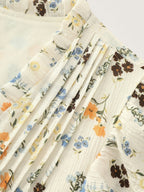 Floral Print Ruffled Detail Lace Blouse
