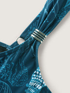 Vibrant Ocean Pattern Pocket One-Piece Swimsuit