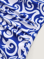 Sarong Set Geometric Print Mesh One-Piece Swim