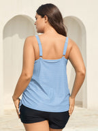 Striped Non-Removable Cups Swim Top