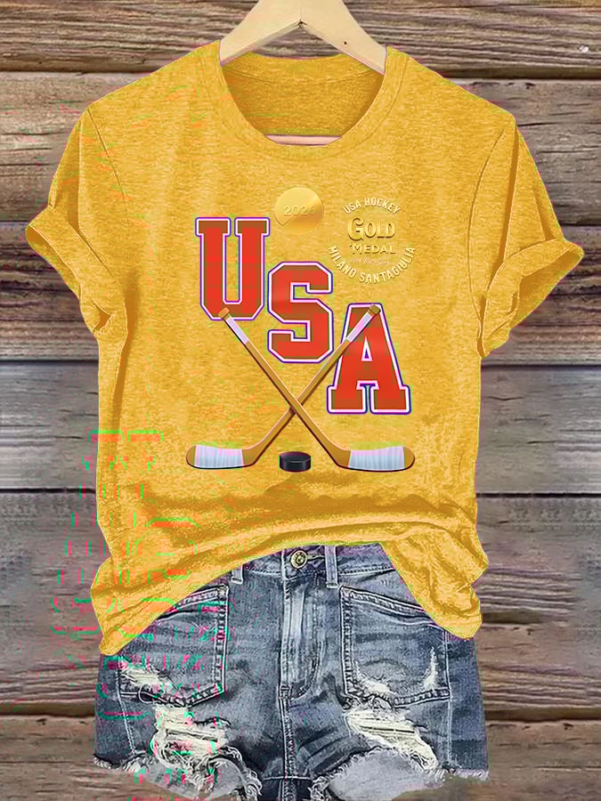 Women's  USA  Funny  Print T-Shirt