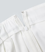 Mid Rise Belted Asymmetric Pleated Mini Casual Skirt