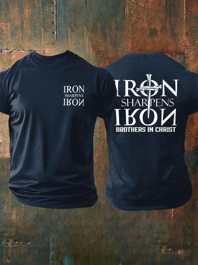 Men's Iron Sharpen Iron Printed Christian T-shirt