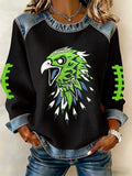 Women's Football Print Waffle Sweatshirt