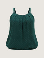 Textured Stretchy Hem Pleated Tank Top