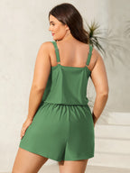Plain Pockets Adjustable One-Piece Swimsuit