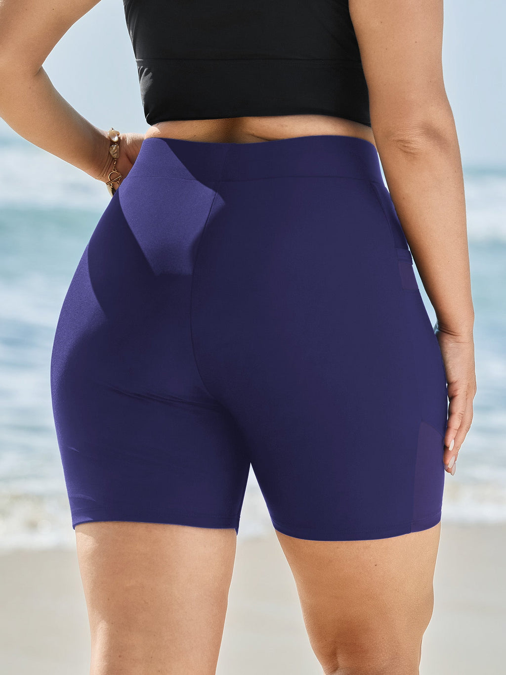 Pockets High-Waisted Swim Shorts