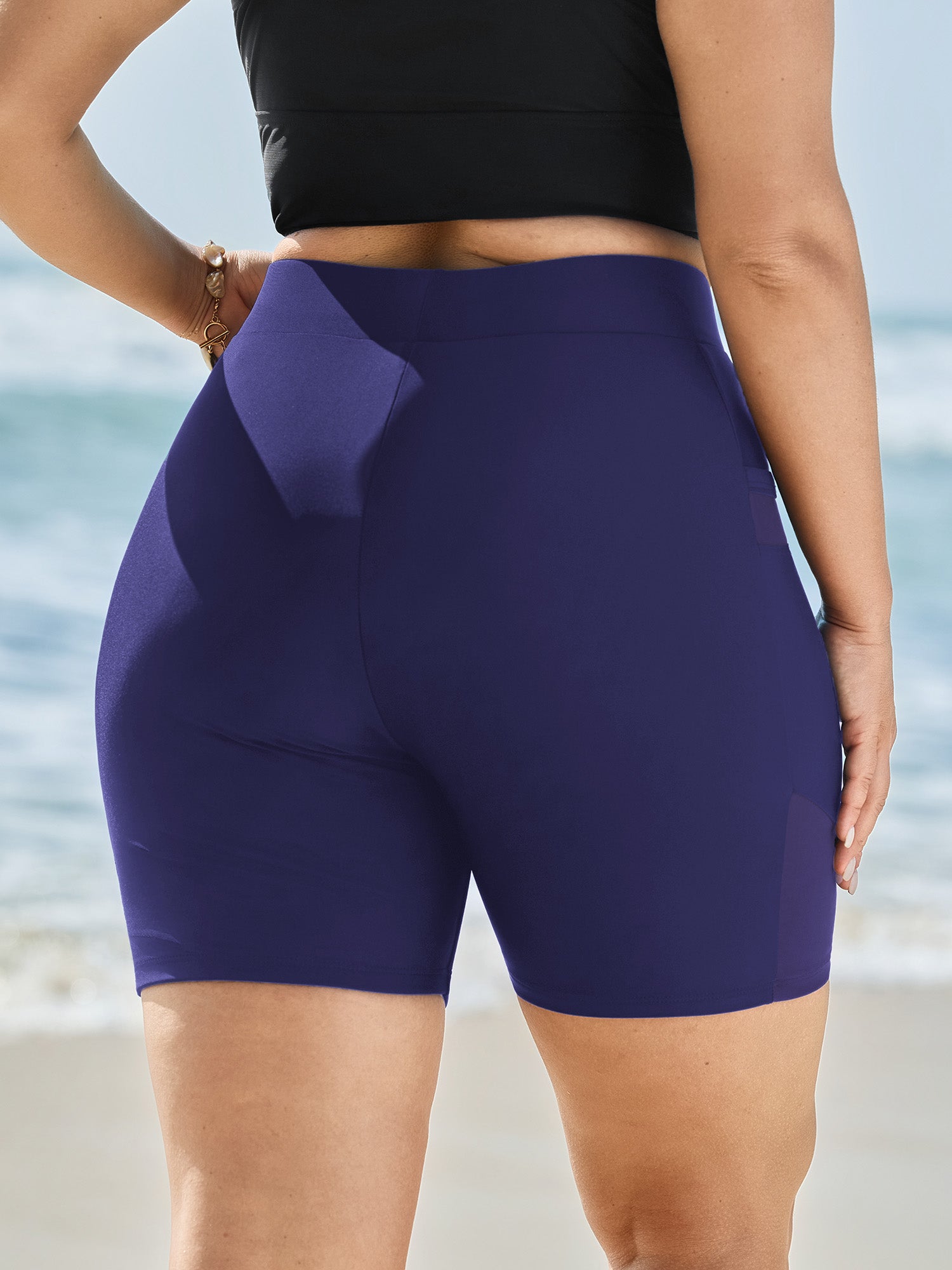 Pockets High-Waisted Swim Shorts