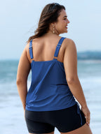 Island Print Drawstring Adjustable Swim Top
