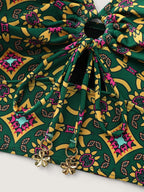 Adjustable Geometric Cut-Out Print Bikini Top