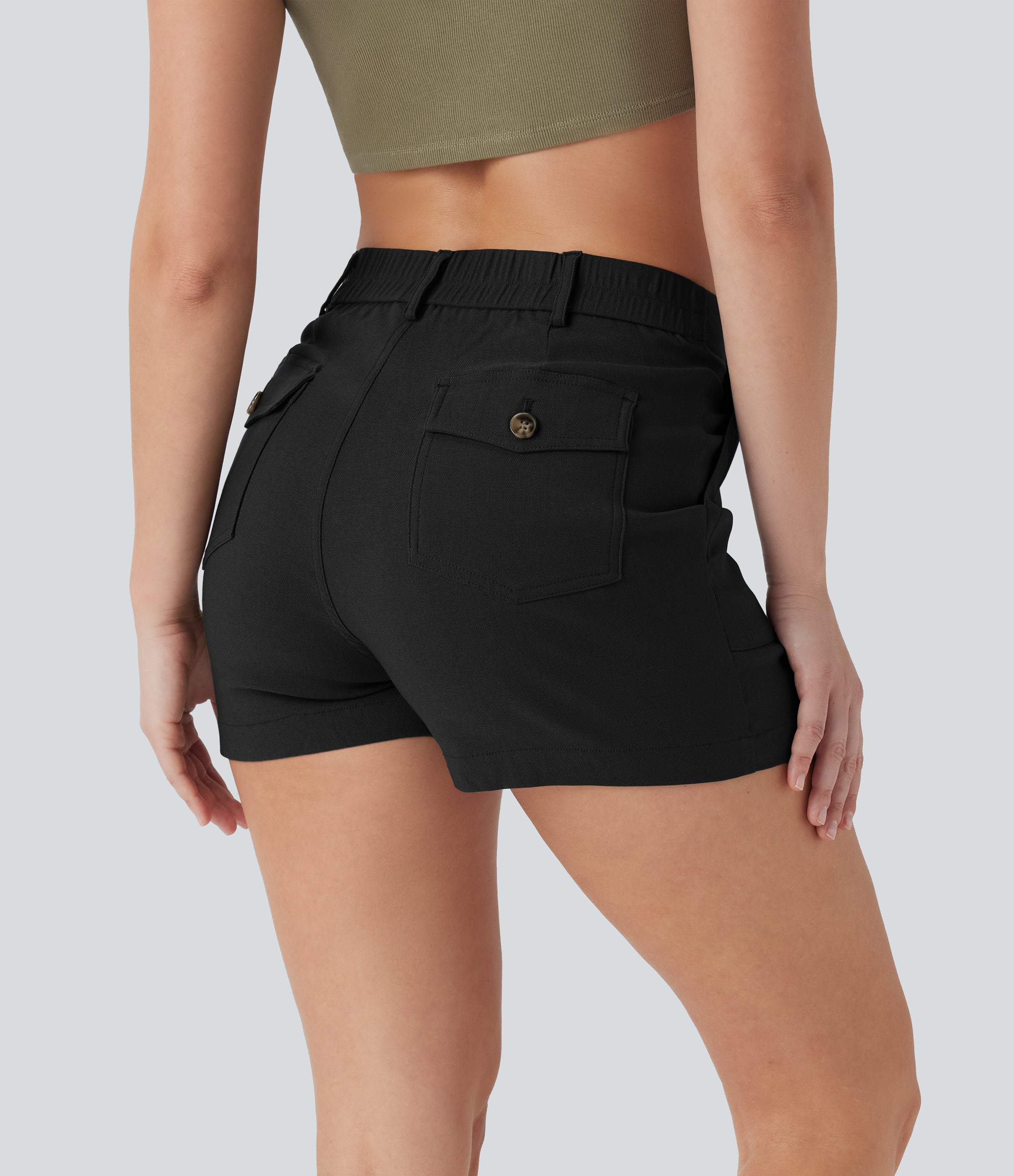 High Waisted Casual Shorts with Pockets