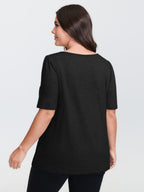 Seamed Round Neck Fitted T-Shirt