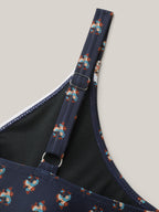 Boho Print Surplice Neck Contrast Swim Dress