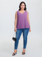Solid V Neck Laser Cut Tank Top