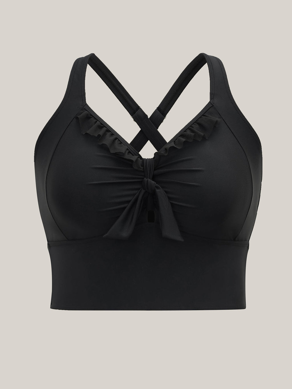 Bust Knot-Tie Ruffle Trim Supportive Bikini Top