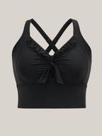 Bust Knot-Tie Ruffle Trim Supportive Bikini Top