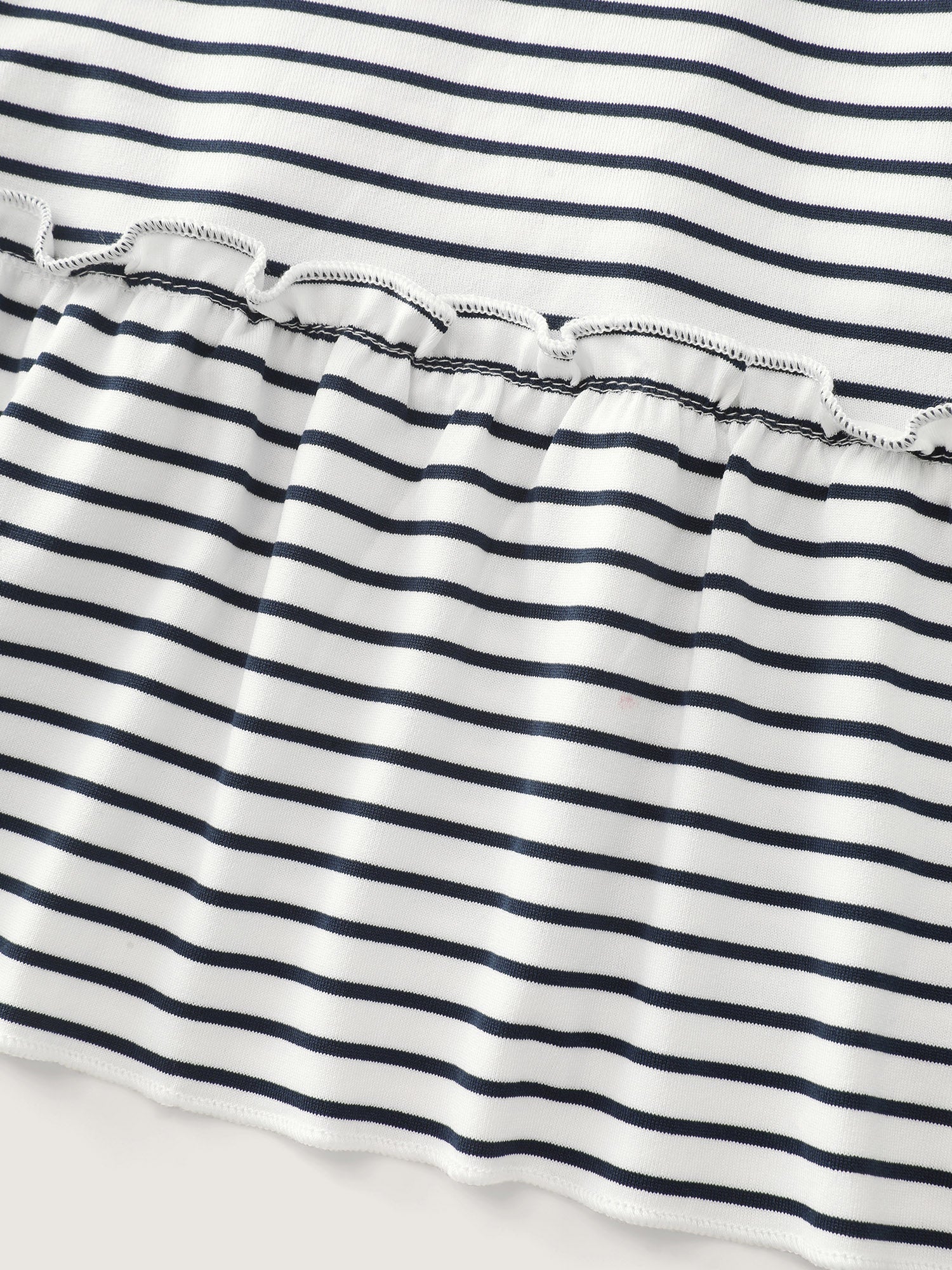 Striped Print Ruffled Hem Long T-Shirt