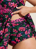 Tropical Floral Print Pockets Swim Dress