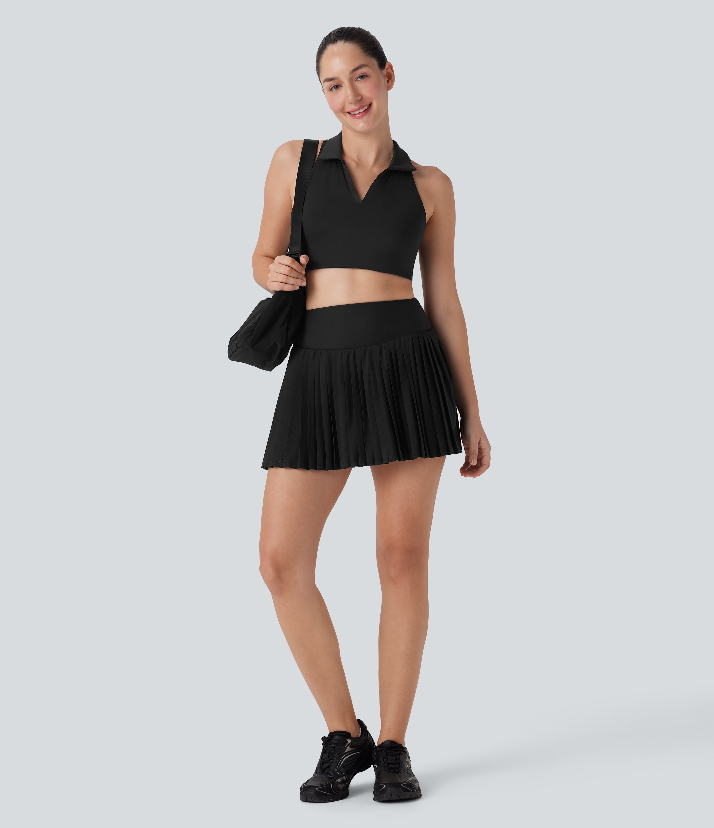 High Waisted Pleated 2-in-1 Cool Touch Quick Dry Mini Tennis Skirt with Pockets