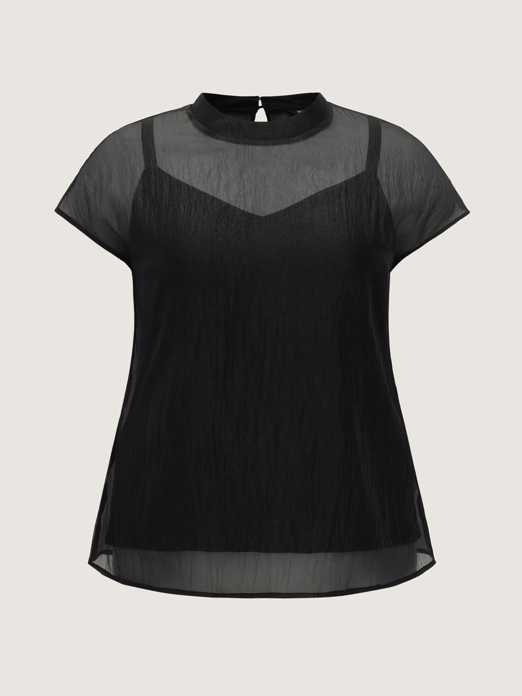 Sheer Mock Neckline Breathable Blouse