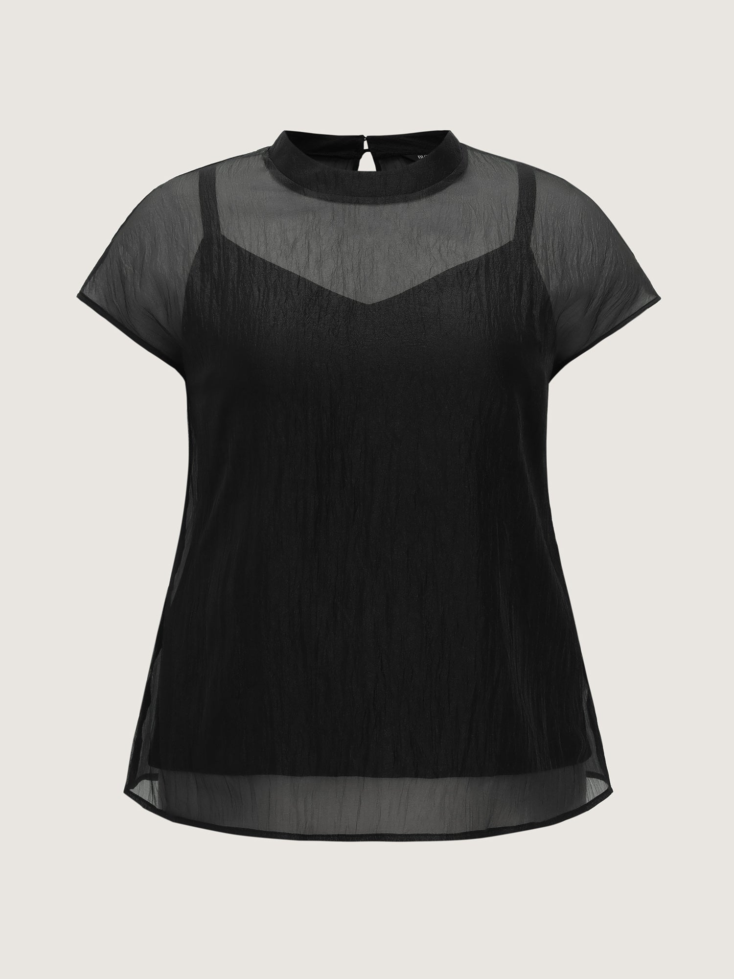 Sheer Mock Neckline Breathable Blouse