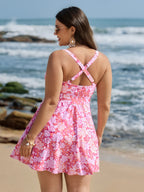 Paradise Floral Print Knotted Front Swim Dress