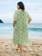 Cut-Out Solid V-Neck Swim Cover Up